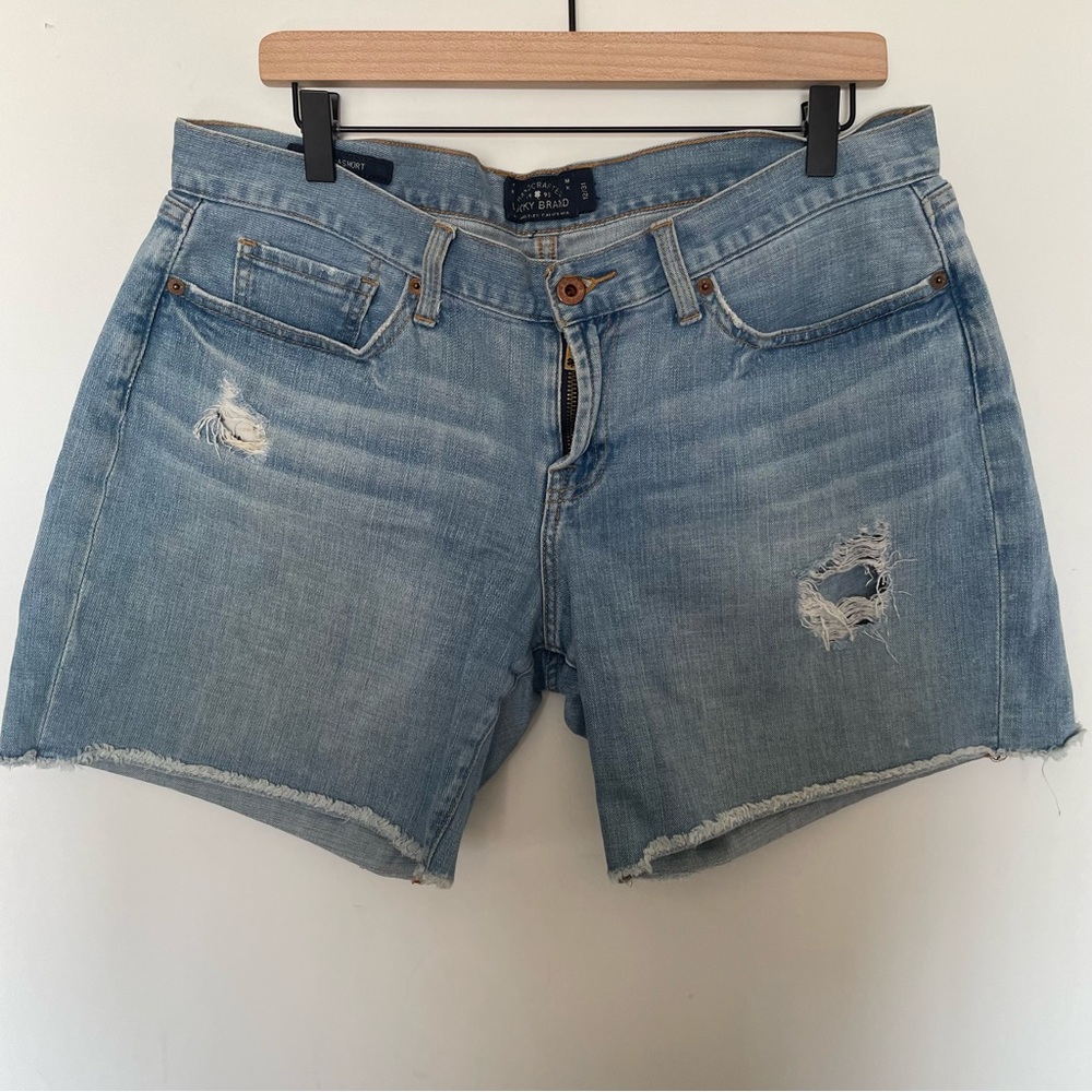 Lucky Brand Laguna Light Medium Wash Distressed Denim Shorts SZ 12